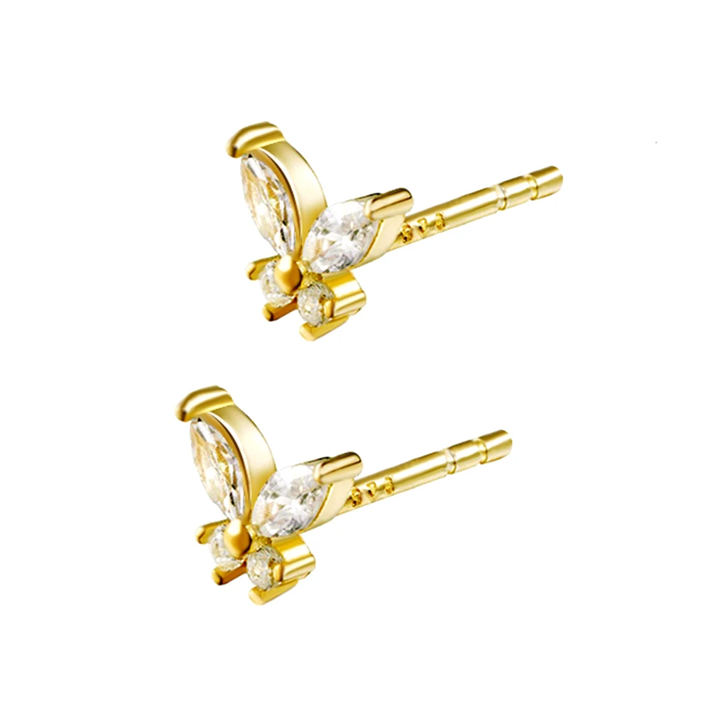 

VARY 2021 925 sterling silver earrings female butterfly 18k gold-plated fashion trendy earrings female zircon 18K gift
