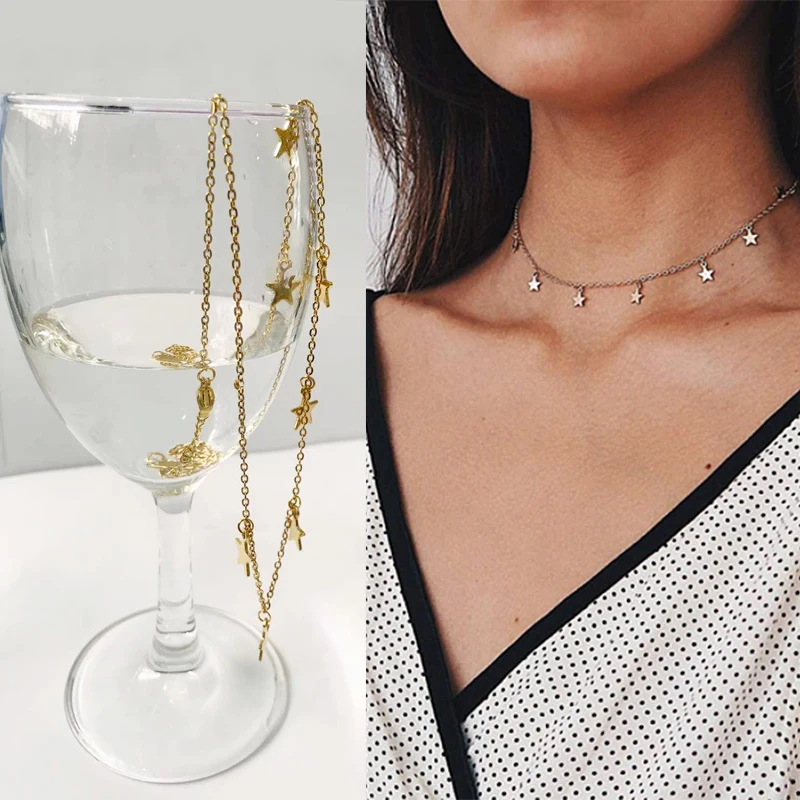 

Non-Fading Stainless Steel Animal Butterfly Star Gold Women Choker Necklaces Pendants Femme Chain Jewelry Kpop Collare Gift
