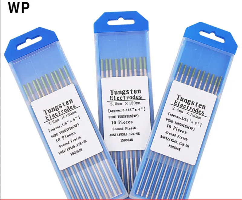 WP 10 Piece Green Color 4.0mm*150mm  (approx.4/25&quotx6") Pure Tungsten Electrode Head Tungsten Needle/Rod For Welding Mach