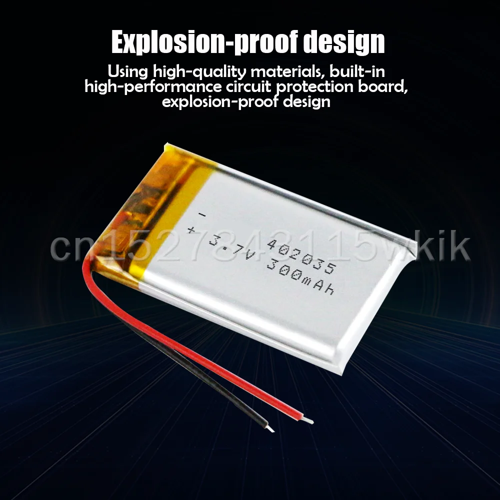 402035 042035 3.7V 300mAh Lithium Polymer LiPo Rechargeable Battery For GPS DVR MP3 MP4 MP5 Bluetooth Headset Smart Watch Toys |