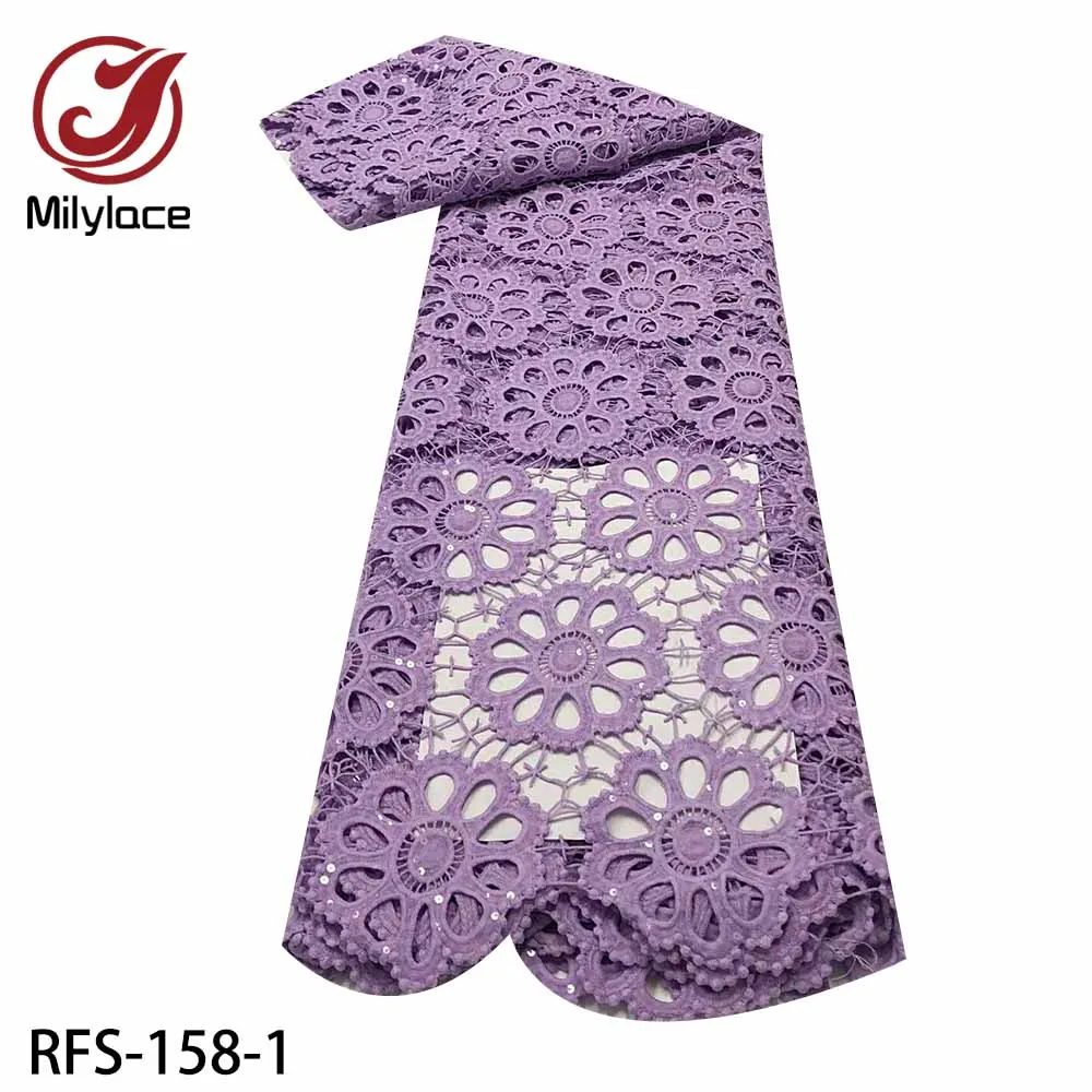 

Milylace African Cord Lace Fabric Water Soluble Lace with Sequins High Quality Nigerian Guipure Lace Fabric for Dress RFS-158