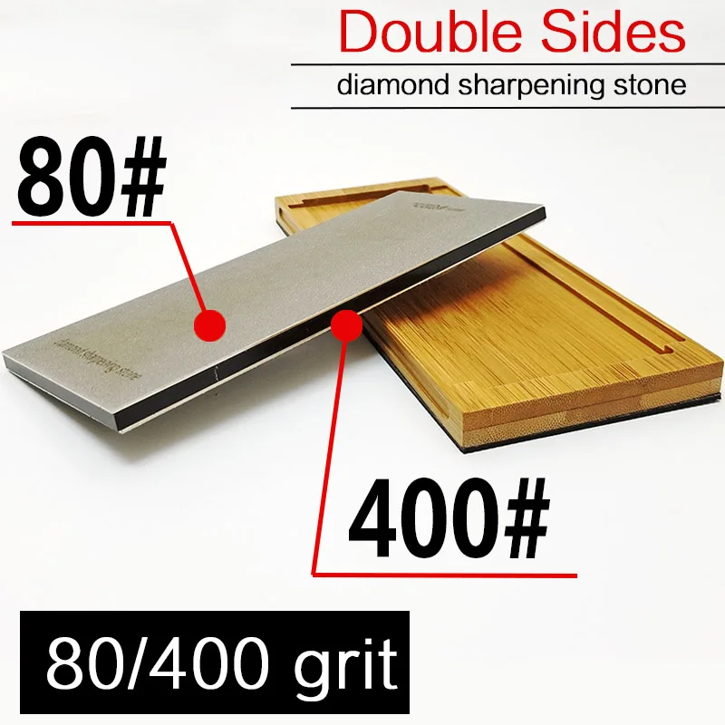 80 400 grit 80-3000 Алмазная двухсторонняя точилка для ножей Профессиональные кухонные инструменты заточка камней Шлифовка с бамбуковой основой - Цвет: 80 400 grit
