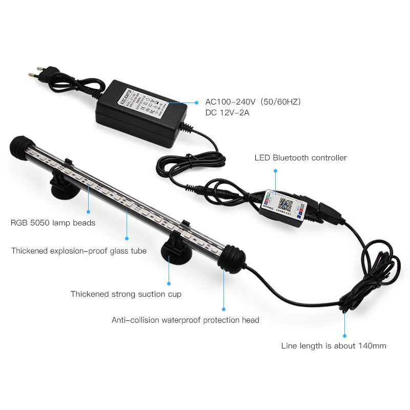 Светодиодная подсветка для аквариума Zhongji RGB морских растений погружной