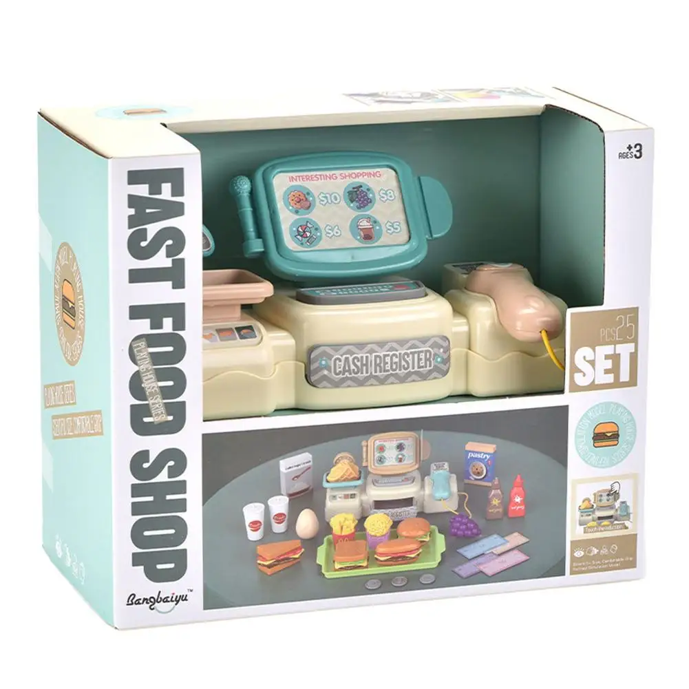 Toy Cash Register Food Toys Play Restaurant For Kids Toys Pretend  Play Cash Register With Play Food Store Cashier Fast Foo