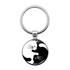 Инь Ян Тай Чи Черный Белый Кот стеклянный брелок мужской женские ювелирные изделия, кулон дверь брелок куполообразный Шарм автомобильное кольцо друг Любимые Подарки