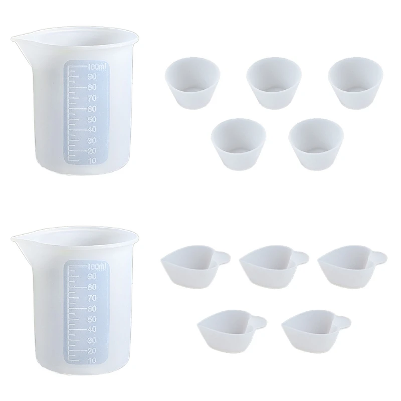 12 Pcs Silicone Measuring Cups Mixing Cup Divided Cups UV Epoxy Resin Mold DIY Crafts Casting Tools Kit