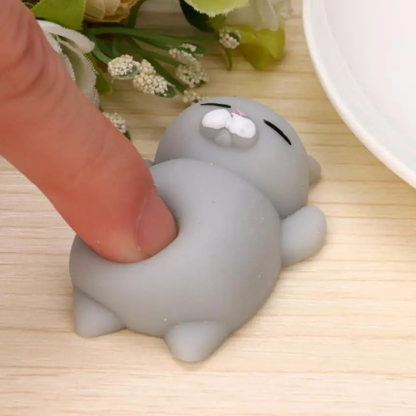 The lovely grey kitten squishy without deformation super decompression a slow rising toy Fun Kids Kawaii kids Adult Toy simulation lovely gourd pu slow rising squishy toy
