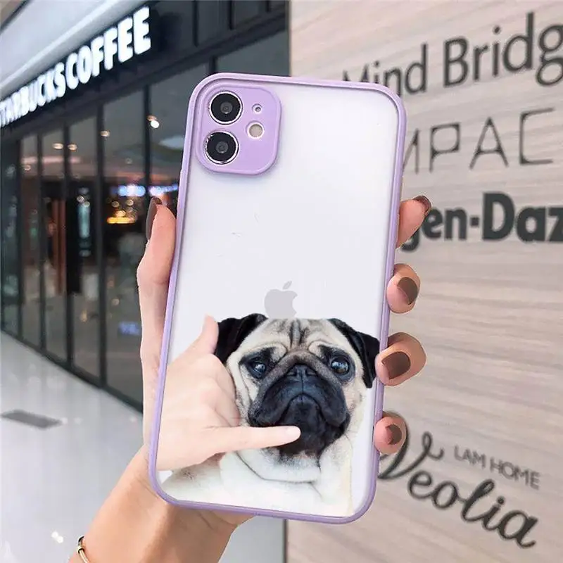 

Cute funny animal bulldog art Phone Cases Matte Transparent For iPhone 12 Mini 11 Pro XR XS Max 7 8 Plus