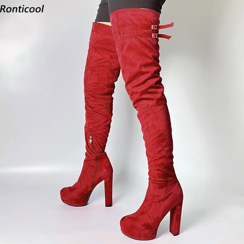 

Женские облегающие сапоги с пряжкой, на массивном каблуке, с круглым носком, размеры 5-20