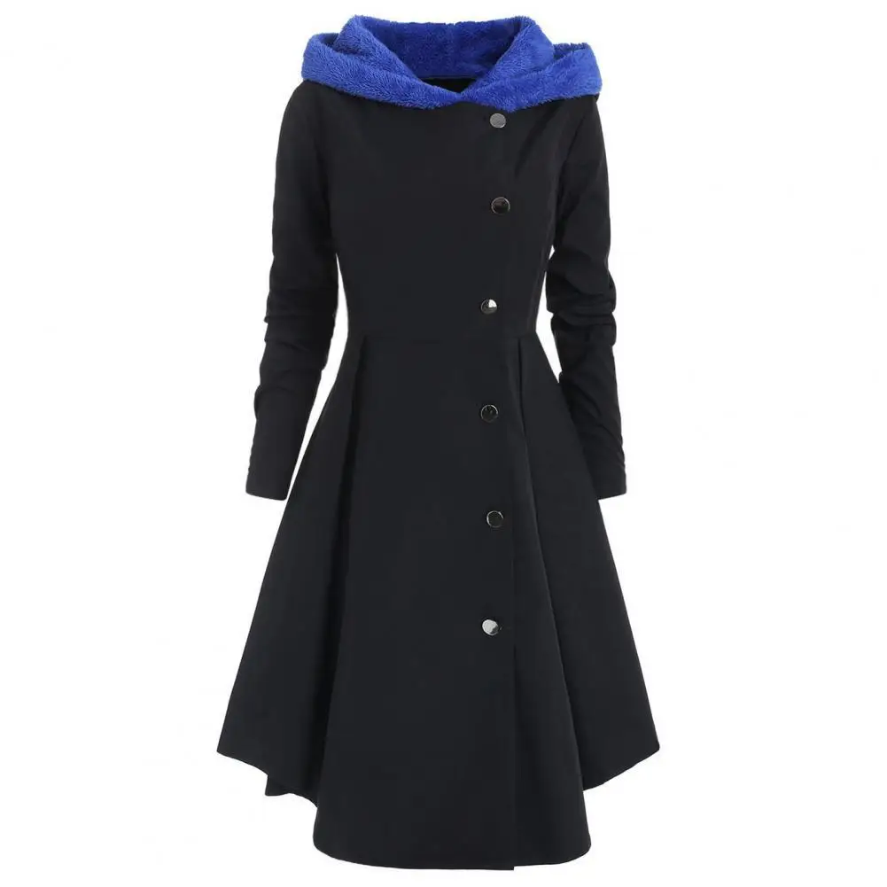 

Dress Large Hem Women's Coat Winter/Autumn 2021 Single Breasted Autumn Winter Asymmetric Hooded Long Drap Elegant Coat Outerwear