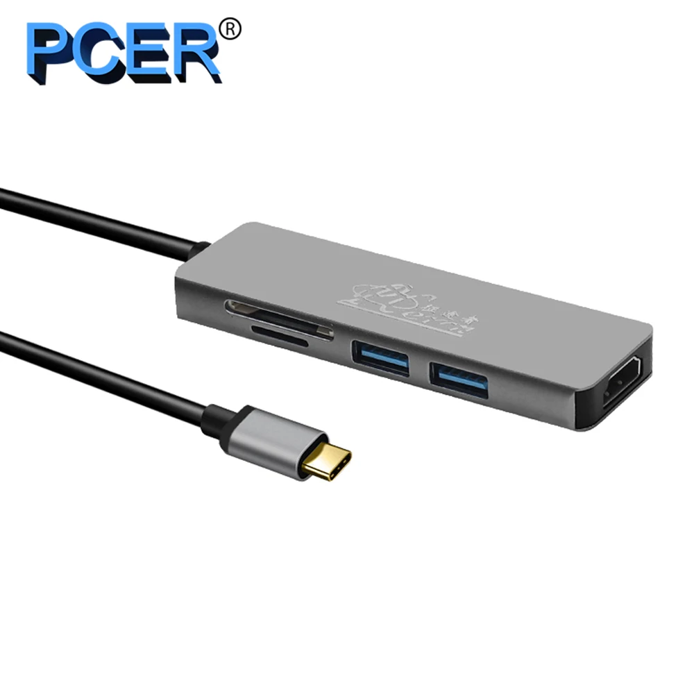 PCER USB-C концентратор USB Type-C 3 0 к HDMI адаптер SD/устройство для считывания с tf-карт