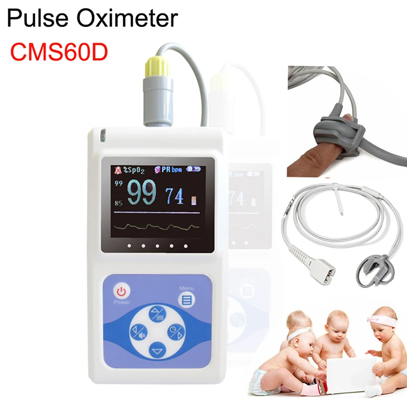 

CMS60D OLED Handheld Neonatal Pulse Oximeter with Fingertip SPO2 Probe Sensor Portable Newborn Spo2 Monitor Software