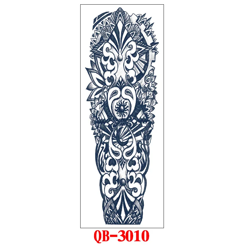 Full Arm Temporary Tattoo Stickers Large Black Skeletons Body Tattoo Waterproof Tattoo For Men Women Fake Tattoos 17*48cm - Цвет: 3010