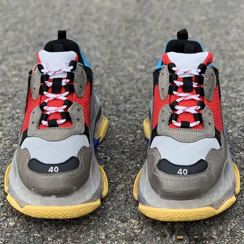 Бесплатная доставка тройной S 17FW папа прозрачная подошва белые кроссовки модные