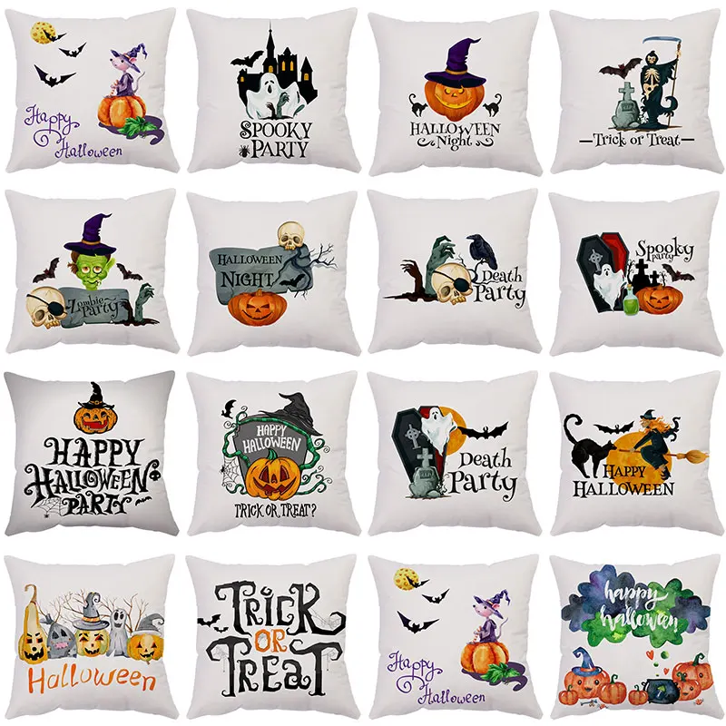 

Simple Style Cushion Cover Decor Halloween Party Creative Pumpkin Bats Throw Pillow Cases Decorative Sofa Room Accessories Cojin