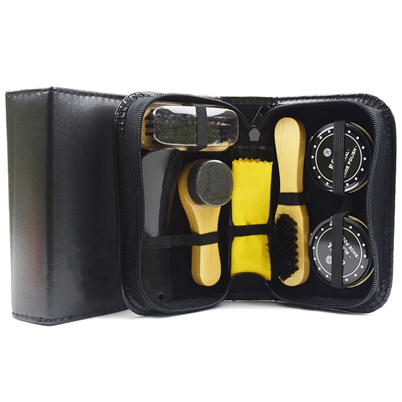 Hot Sale Shoe Shine Care Kit Black &amp Neutral Polish Brush Set for Boots Shoes Sneakers | Дом и сад