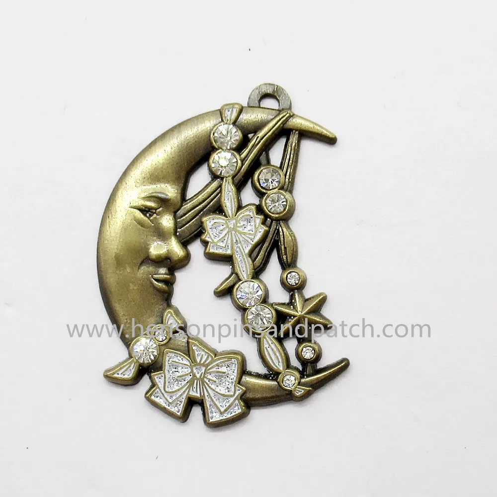 

Пользовательский 3D античный бронзовый металлический лунный ленточный кулон