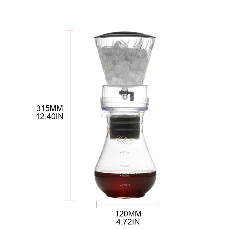 

600ml Reusable Ice Drip Coffee Filter Tools Glass Percolator Espresso Coffee Dripper Pot Ice Cold Brew Coffee Maker