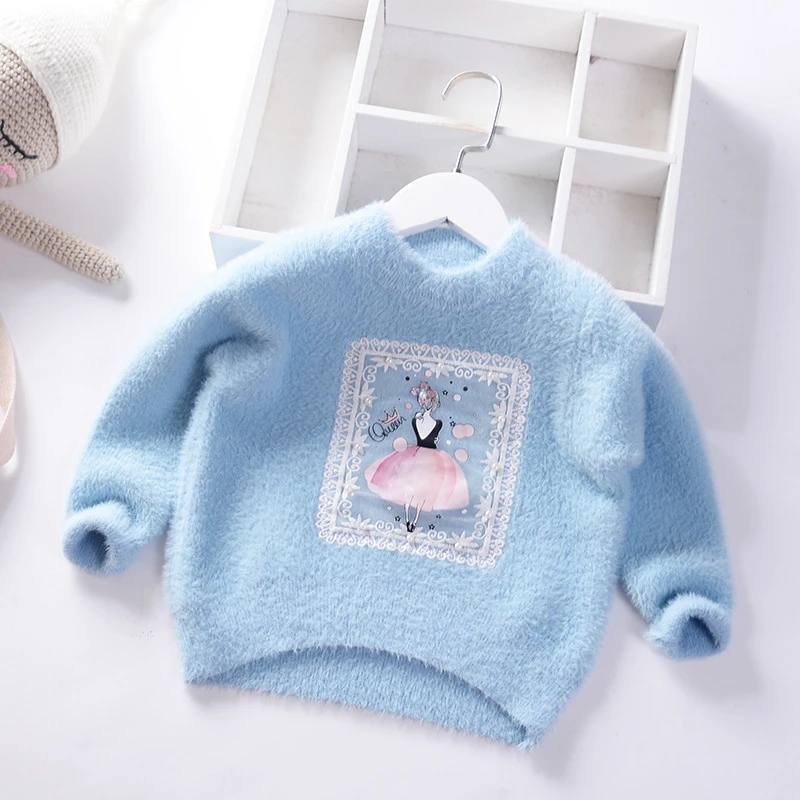 Новинка 2019 года сезон осень-зима детские свитера бархатный свитер для девочек
