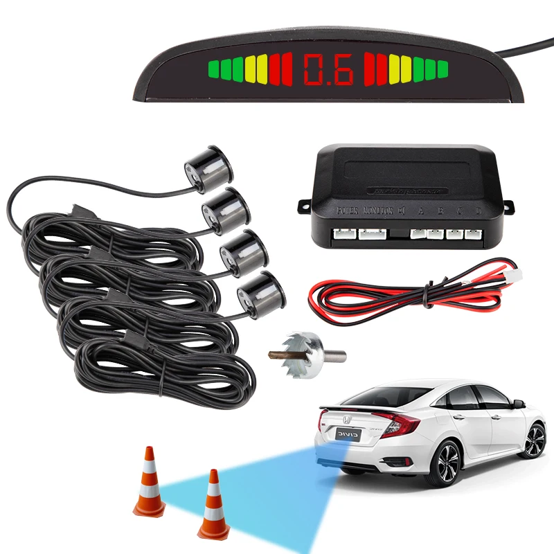 Парктроник со светодиодной индикацией с 4 датчиками парковочный радар для