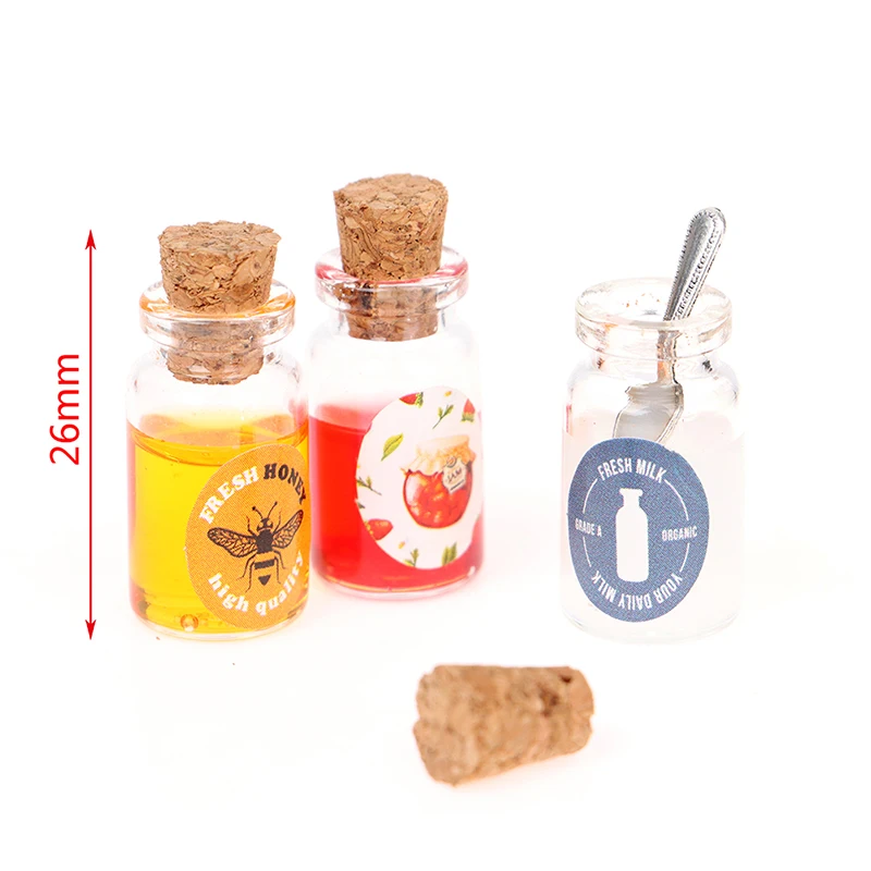 1:12 Миниатюрный Кукольный домик молоко мед клубника джем с ложкой Набор кукольной