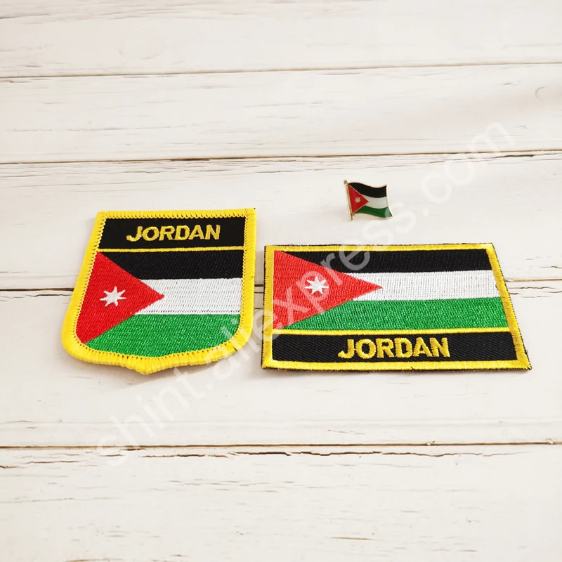 Jordan National Flag вышивка нашивки значки Shield и квадратная форма Pin один набор на