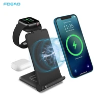 fdgao 15w 3 in 1 qi wireless charger for iphone 13 12 11 xs xr x 8 fast charging station for airpods pro apple watch 6 5 4 3 2