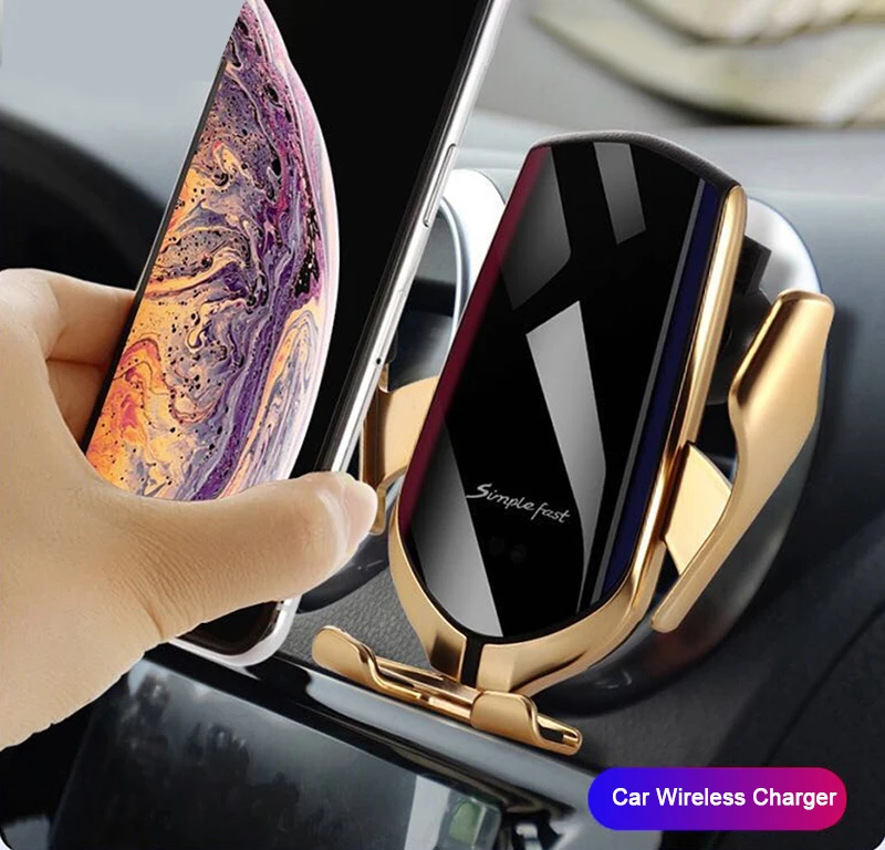 Автомобильное беспроводное зарядное устройство R1 для IPhone X XR XS 8 Plus Galaxy S10 S9 S8 умный