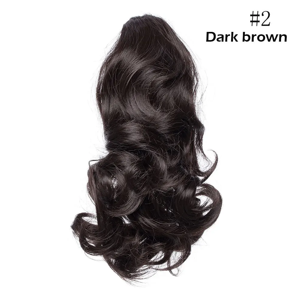 dark brown SNOILITE 12 дюймов коготь клип в хвостик волосы удлиняющие синтетические Короткие волнистый хвост волосы для волос стиль шиньон для женщин - Цвет: dark brown
