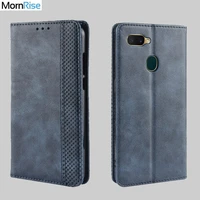 luxury retro slim magnetic leather flip cover for oppo a5s a7 case book wallet card slot stand soft cover mobile phone bags