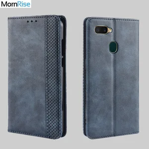 luxury retro slim magnetic leather flip cover for oppo a5s a7 case book wallet card slot stand soft cover mobile phone bags free global shipping