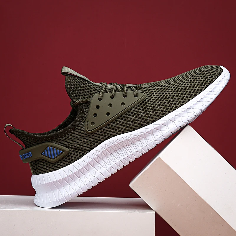 2021 Summer New Men Mesh Lace-Up Sport Shoes Outdoor Lightweight Breathable Sneakers Fashion Casual Running Shoes Big Size 48