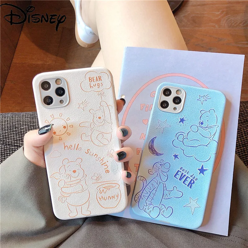 

Disney Cartoon Hand-painted Pooh Mobile Phone Case for iPhone7/8P/SE/X/XR/XS/XSMAX/11PROMAX/12Pro/12mini Phone Couple Case Cover