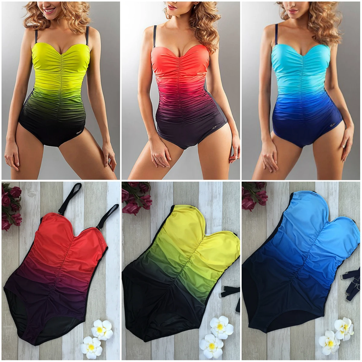 

Women one piece swimsuit Print Bandage High Cut Backless Swimwear Bathing Suit Retro Beach Monokini European Plus Size 5XL 4XL