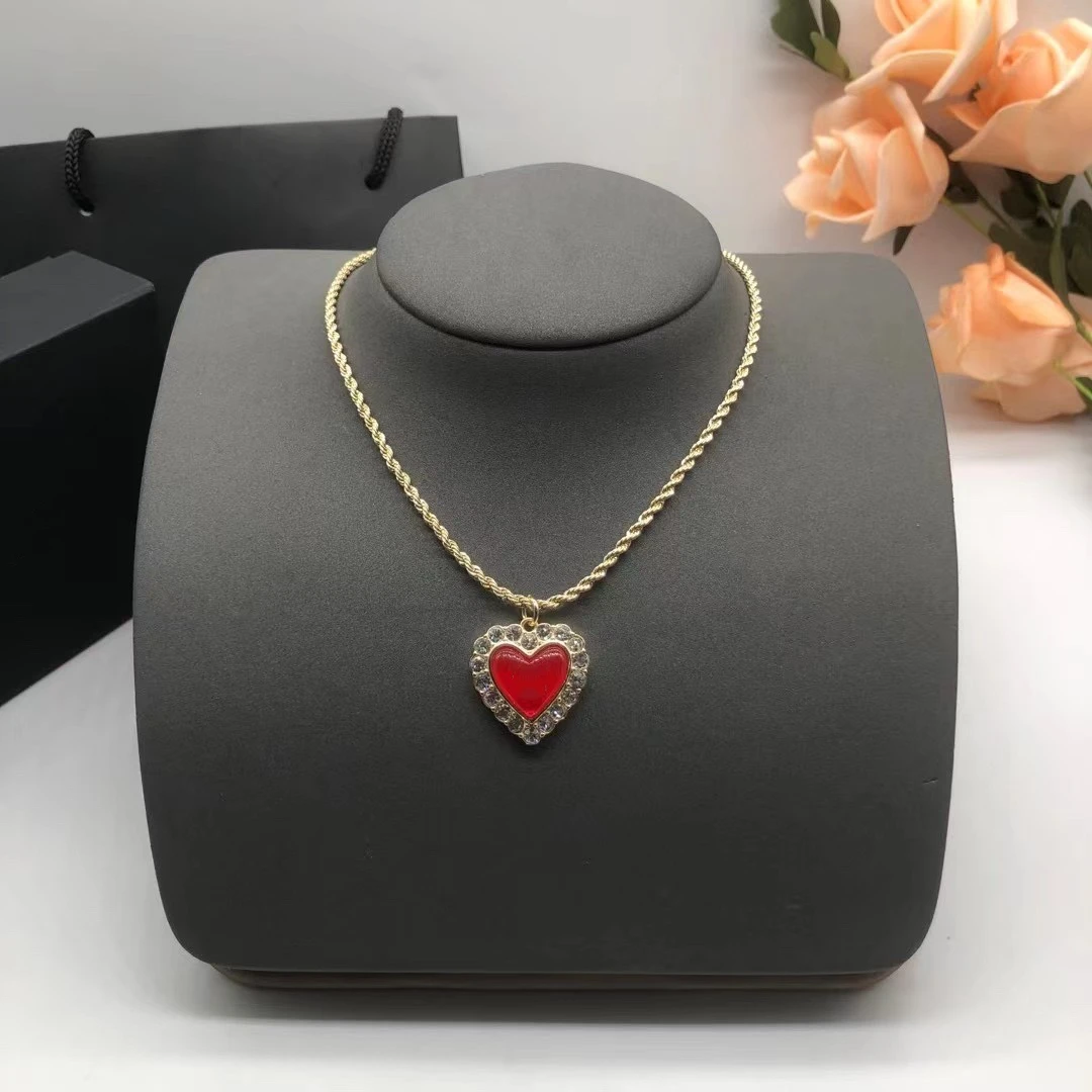 

New brand Heart Necklace with red diamond and adjustable