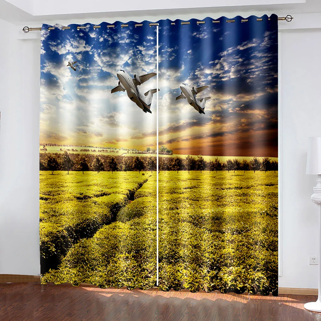 

Airplane 3D Printing Window Curtains Modern Living Room Curtain for Bedroom Home Decor Blackout Curtains Curtain Living