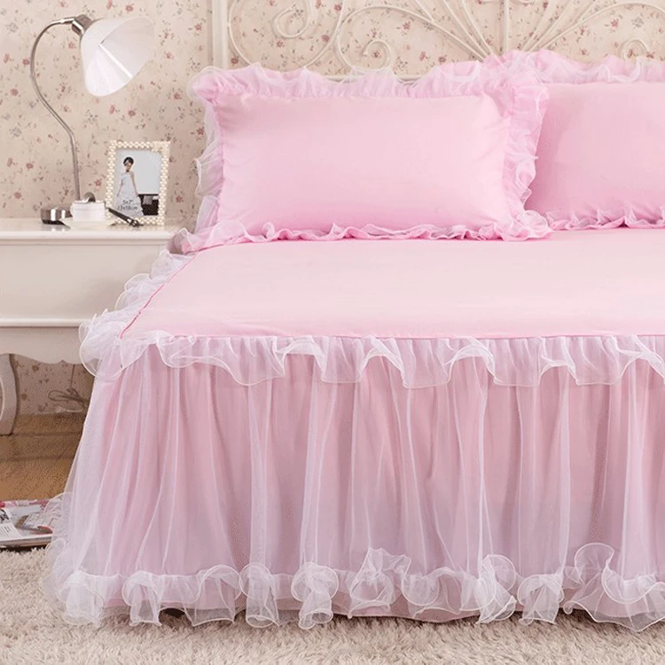 

Lace Bed Elastic Fitted Sheet Kawaii Set Linen Skirt Home Bedsheet Cotton Queen Bedding Mattress Pad Bedsheets Luxury Girl Room