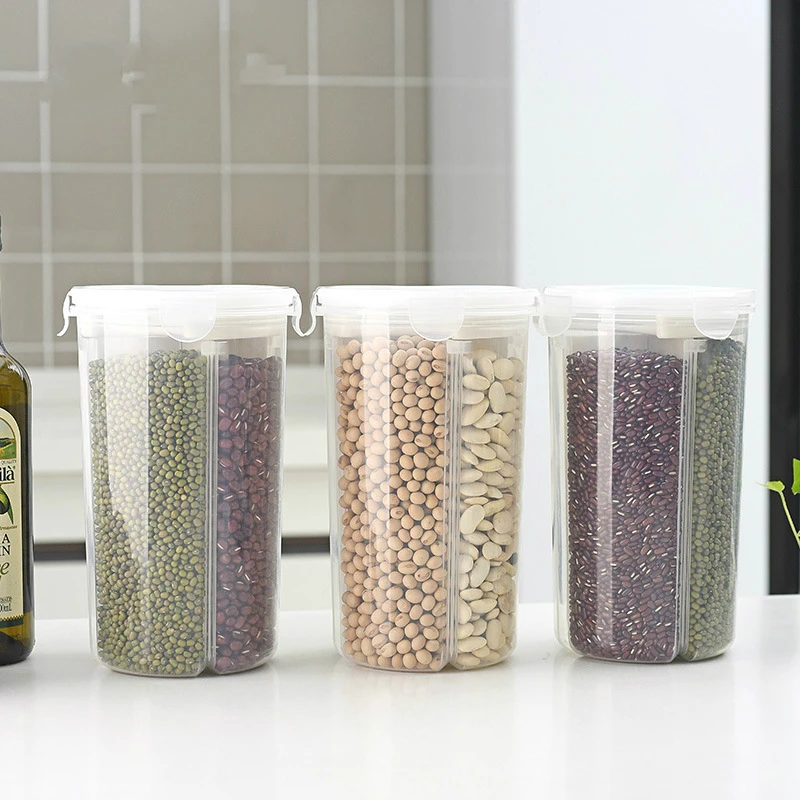 

Sealed Cans Plastic Latticed Grain Receiving Transparent Food Cans Box Storage Cans Kitchen