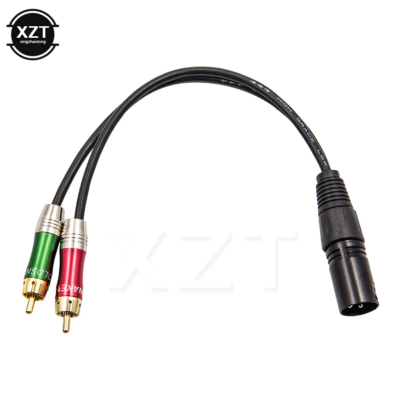 Адаптер аудиокабеля 3pin XLR Мама-2 RCA папа металлический позолоченный для микрофона