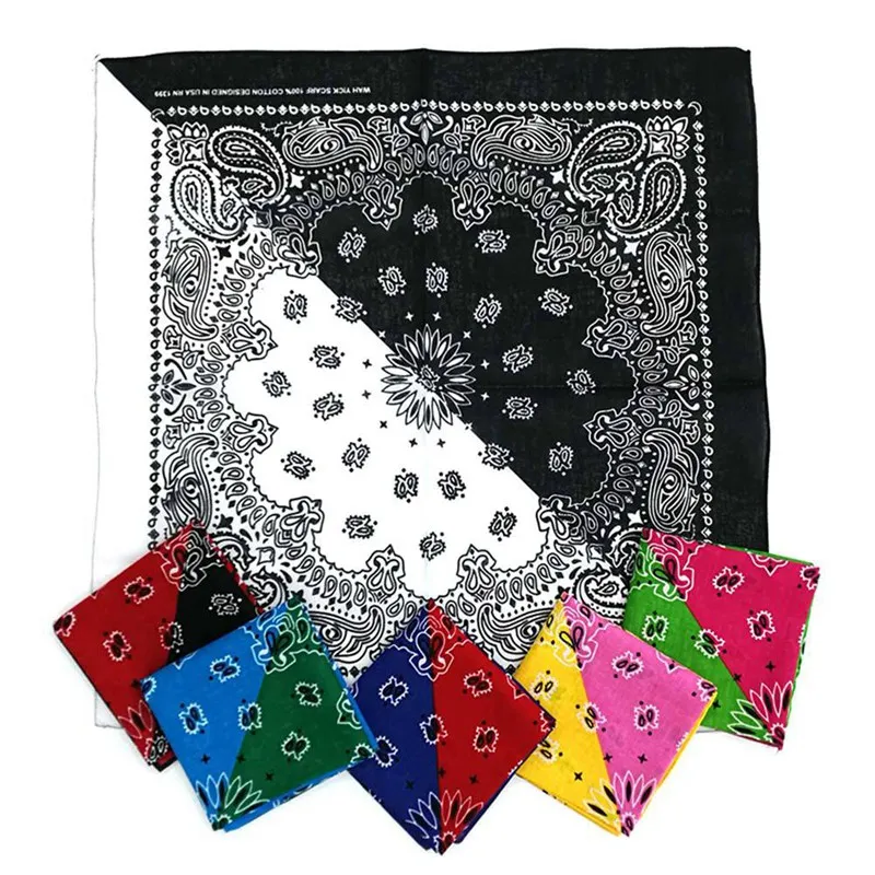 Модный квадратный шарф бандана в стиле хип хоп 100% хлопок размер 54 см * черно