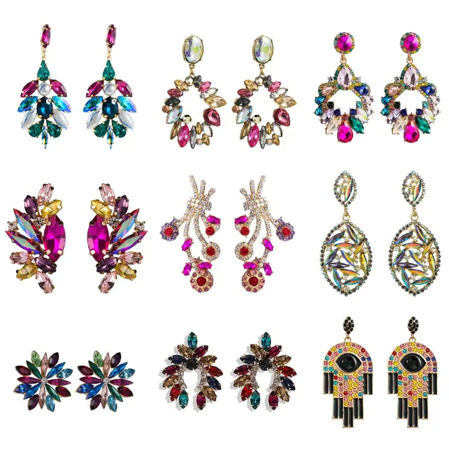 Роскошные висячие серьги Dvacaman с кристаллами для женщин в стиле барокко Стразы