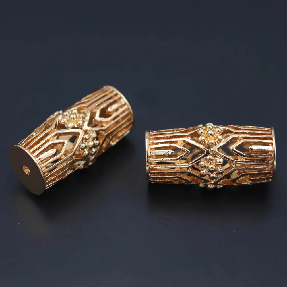 

10pcs African Metal Spacer Beads Hollow Tube Charms Bead Hole 2.5mm DIY Jewelry Findings for Dubai Men Women Wedding Jewelry Set