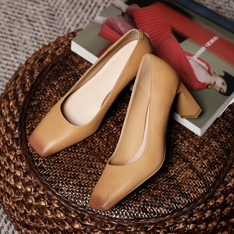 

Pot Hot Sale High Quality Shoes Woman Heels 2021 Spring Fashion Women Genuine Leather 7cm High Heels Pumps Wedding Shoes Woman