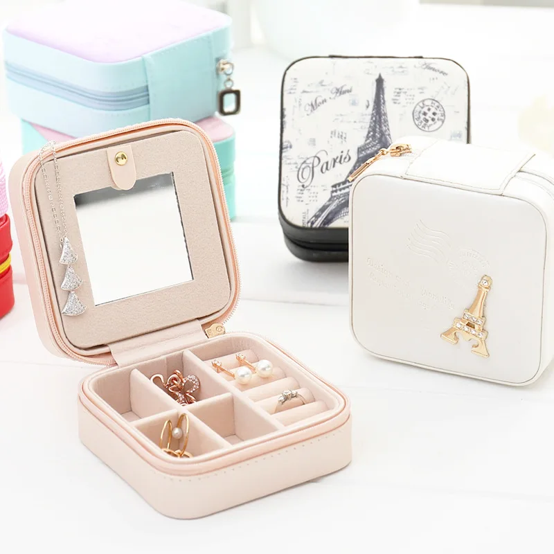 New Jewelry Storage Box Makeup Organizer for Women Gift Portable Cylinder Shape 3 Layers Choker Ring Display Casket Necklace |