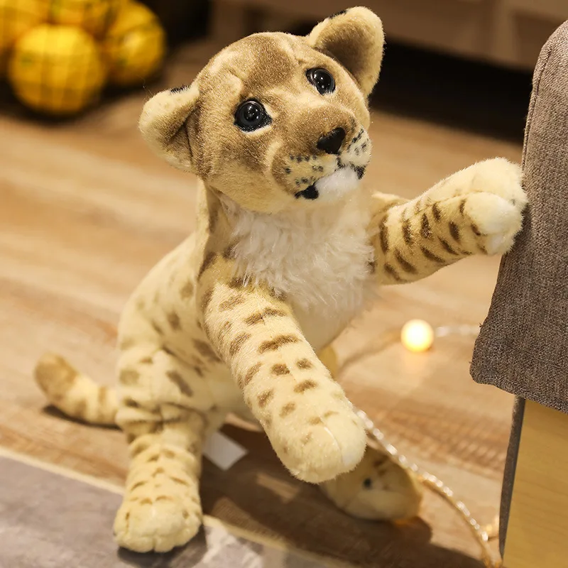 

Hot 1 PCS 38CM/48CM/58CM Huggable Hot Soft Lifelike Stuffed Animals Leopard Lion Plush Toys Wild Animal Tiger For Children