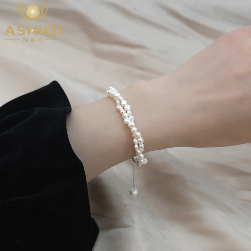 Женский браслет из серебра 925 пробы с натуральным пресноводным жемчугом |