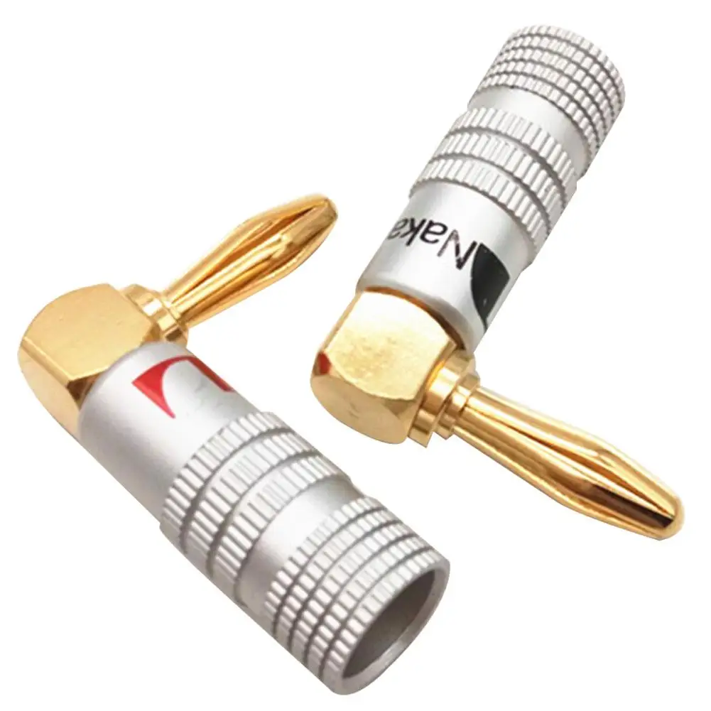 90 градусов 4 мм Прямоугольный медный разъем банана музыкальный динамик Кабельный