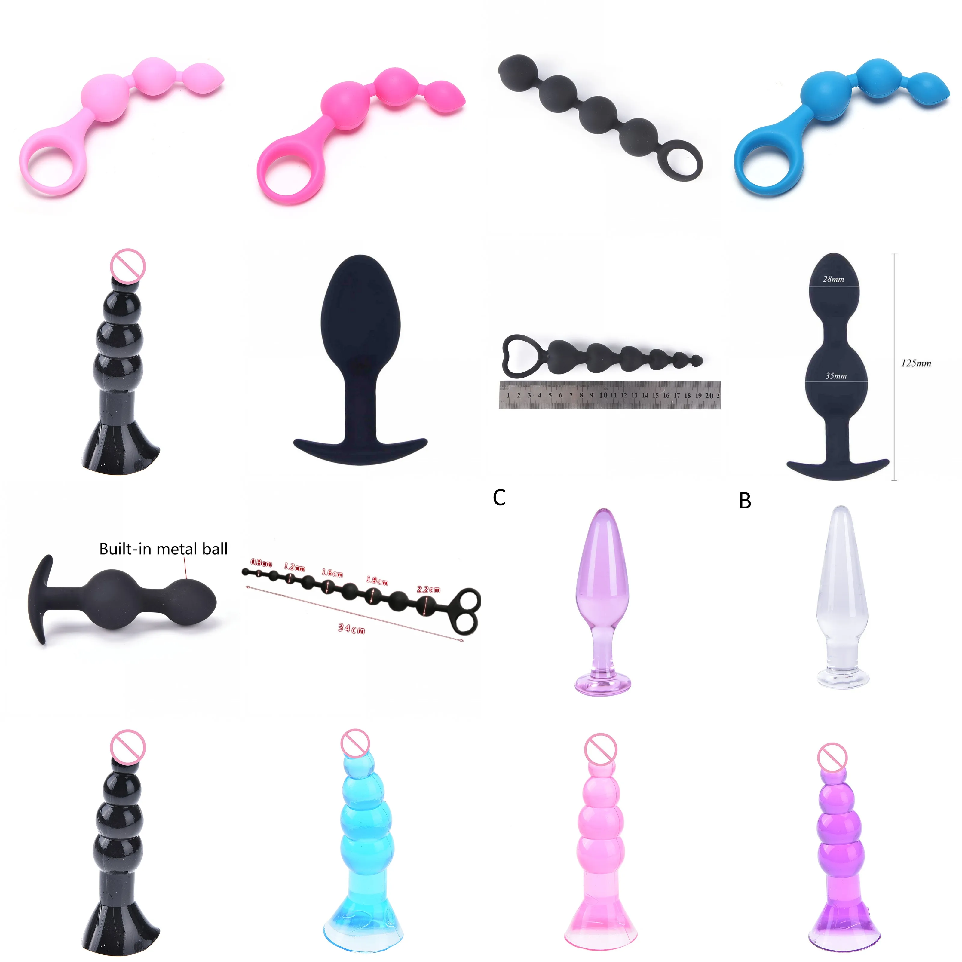 Силиконовый Анальная пробка Анальный вибратор простаты массажный фаллоимитатор