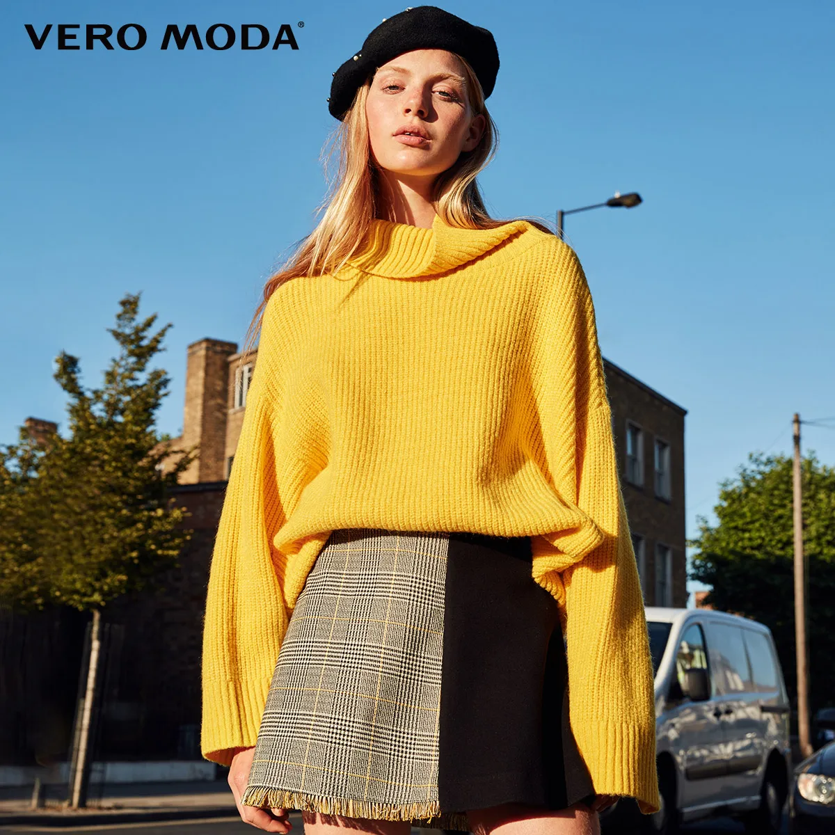 Dandelion Vero Moda женский свитер свободного кроя с высоким воротником с заниженным плечом | 318413560 - Цвет: Dandelion