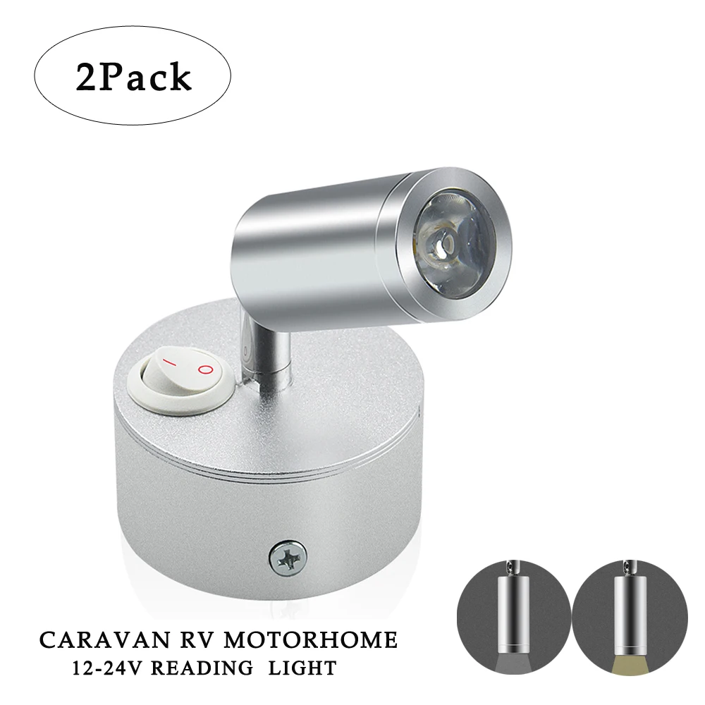 2 шт. 12 В вращающийся свет для чтения точечный настенный светильник светодиодный